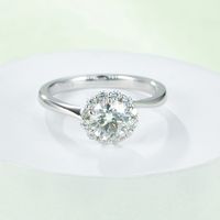Elegant Classic Style Round Sterling Silver Plating Inlay Moissanite White Gold Plated Rings main image 3