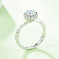 Elegant Classic Style Round Sterling Silver Plating Inlay Moissanite White Gold Plated Rings main image 7