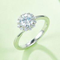 Elegant Classic Style Round Sterling Silver Plating Inlay Moissanite White Gold Plated Rings main image 8