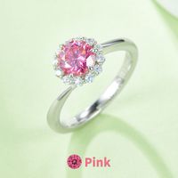 Elegant Classic Style Round Sterling Silver Plating Inlay Moissanite White Gold Plated Rings main image 6