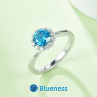 Elegant Classic Style Round Sterling Silver Plating Inlay Moissanite White Gold Plated Rings main image 4