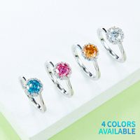 Elegant Classic Style Round Sterling Silver Plating Inlay Moissanite White Gold Plated Rings main image 1