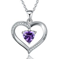 Elegant Heart Shape Sterling Silver Plating Inlay Zircon Pendant Necklace sku image 1