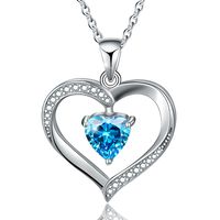Elegant Heart Shape Sterling Silver Plating Inlay Zircon Pendant Necklace sku image 2