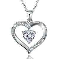 Elegant Heart Shape Sterling Silver Plating Inlay Zircon Pendant Necklace sku image 3