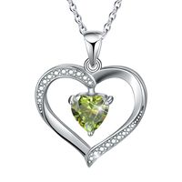 Elegant Heart Shape Sterling Silver Plating Inlay Zircon Pendant Necklace sku image 4