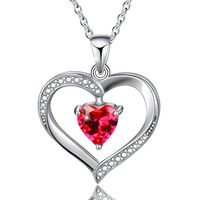 Elegant Heart Shape Sterling Silver Plating Inlay Zircon Pendant Necklace sku image 5