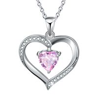 Elegant Heart Shape Sterling Silver Plating Inlay Zircon Pendant Necklace sku image 6