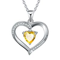 Elegant Heart Shape Sterling Silver Plating Inlay Zircon Pendant Necklace sku image 8
