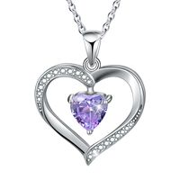 Elegant Heart Shape Sterling Silver Plating Inlay Zircon Pendant Necklace sku image 10
