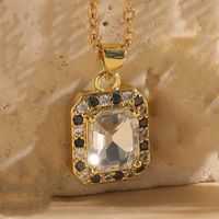 Sweet Streetwear Geometric Stainless Steel Brass 14k Gold Plated Zircon Pendant Necklace In Bulk sku image 2