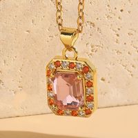 Sweet Streetwear Geometric Stainless Steel Brass 14k Gold Plated Zircon Pendant Necklace In Bulk sku image 5