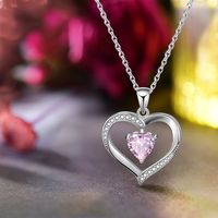 Elegant Heart Shape Sterling Silver Plating Inlay Zircon Pendant Necklace main image 2