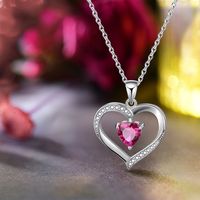 Elegant Heart Shape Sterling Silver Plating Inlay Zircon Pendant Necklace main image 3