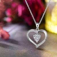 Elegant Heart Shape Sterling Silver Plating Inlay Zircon Pendant Necklace main image 4