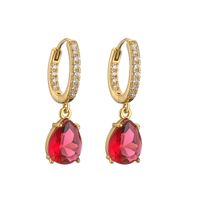 1 Pair Casual Vacation Shiny Water Droplets Plating Inlay Copper Zircon 18k Gold Plated Drop Earrings main image 3