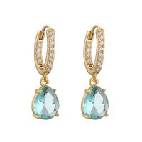 1 Pair Casual Vacation Shiny Water Droplets Plating Inlay Copper Zircon 18k Gold Plated Drop Earrings main image 4