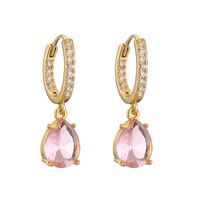 1 Pair Casual Vacation Shiny Water Droplets Plating Inlay Copper Zircon 18k Gold Plated Drop Earrings main image 5