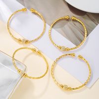 Simple Style Geometric Copper Shiny Metallic Zircon Bangle main image 9