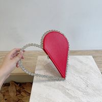 Pu Leather Color Block Heart-shaped Evening Bags sku image 5