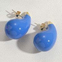 1 Pair Simple Style Water Droplets Epoxy Plating Brass 14k Gold Plated Ear Studs main image 4