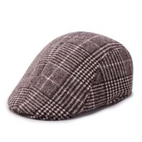 Men's Retro Plaid Flat Eaves Beret Hat sku image 3