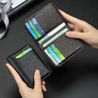 Unisex Solid Color Pu Leather Open Card Holder main image 4