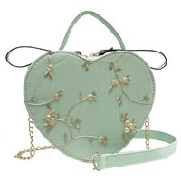 Women's All Seasons Pu Leather Flower Vintage Style Heart-shaped Zipper Handbag sku image 2