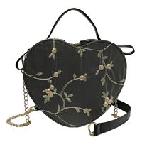 Women's All Seasons Pu Leather Flower Vintage Style Heart-shaped Zipper Handbag sku image 3