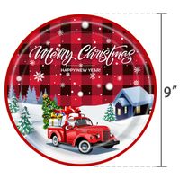 Christmas Cartoon Style Cute Christmas Hat Christmas Tree Santa Claus Paper Family Gathering Party Festival Tableware sku image 18