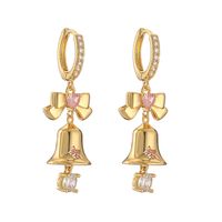1 Pair Casual Christmas Sweet Christmas Hat Christmas Tree Santa Claus Plating Hollow Out Inlay Copper Zircon 18k Gold Plated Drop Earrings main image 7