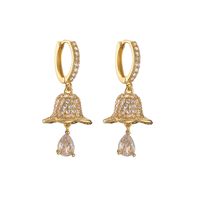 1 Paire Décontractée Noël Sucré Chapeau De Noël Sapin De Noël Père Noël Placage Évider Incruster Le Cuivre Zircon Plaqué Or 18k Boucles D'oreilles main image 10