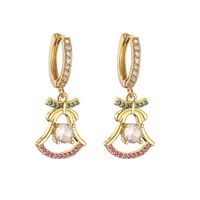 1 Paire Décontractée Noël Sucré Chapeau De Noël Sapin De Noël Père Noël Placage Évider Incruster Le Cuivre Zircon Plaqué Or 18k Boucles D'oreilles main image 5