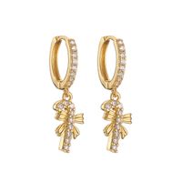 1 Pair Ig Style Cute Sweet Christmas Hat Christmas Tree Santa Claus Plating Hollow Out Inlay Copper Zircon 18k Gold Plated Hoop Earrings main image 5