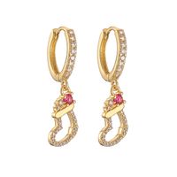 1 Pair Ig Style Cute Sweet Christmas Hat Christmas Tree Santa Claus Plating Hollow Out Inlay Copper Zircon 18k Gold Plated Hoop Earrings main image 9