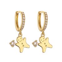 1 Pair Ig Style Cute Sweet Christmas Hat Christmas Tree Santa Claus Plating Hollow Out Inlay Copper Zircon 18k Gold Plated Hoop Earrings main image 3