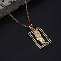 Vintage Style Virgin Mary Copper Plating Inlay Zircon Women's Pendant Necklace main image 3