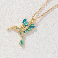 Vintage Style Bird Copper Plating Inlay Rhinestones Pendant Necklace sku image 2
