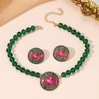 Ethnic Style Round Alloy Plating Inlay Rhinestones Gold Plated Women's Jewelry Set main image 4