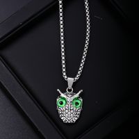 304 Stainless Steel Vintage Style Rock Plating Inlay Owl Rhinestones Pendant Necklace main image 2