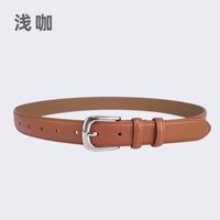 Casual Square Solid Color Two-layer Cowhide Alloy Leather Alloy Buckle Belt sku image 2