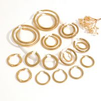 1 Pair Casual Vacation Classic Style Circle Solid Color Plating 304 Stainless Steel 18K Gold Plated Hoop Earrings main image 1