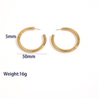 1 Pair Casual Vacation Classic Style Circle Solid Color Plating 304 Stainless Steel 18K Gold Plated Hoop Earrings main image 9