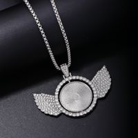 Hip-hop Rock Round Wings Stainless Steel Alloy Inlay Rhinestones Men's Pendant Necklace main image 1
