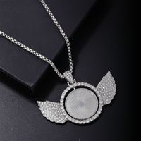 Hip-hop Rock Round Wings Stainless Steel Alloy Inlay Rhinestones Men's Pendant Necklace main image 3
