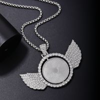 Hip-hop Rock Round Wings Stainless Steel Alloy Inlay Rhinestones Men's Pendant Necklace main image 4