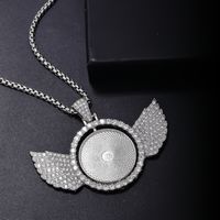 Hip-hop Rock Round Wings Stainless Steel Alloy Inlay Rhinestones Men's Pendant Necklace main image 2