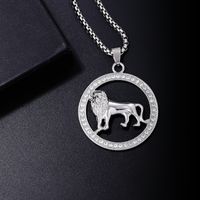 Hip Hop Style Simple Lion Acier Inoxydable Alliage Évider Incruster Strass Hommes Pendentif main image 3
