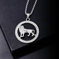 Hip-hop Simple Style Lion Stainless Steel Alloy Hollow Out Inlay Rhinestones Men's Pendant Necklace main image 4
