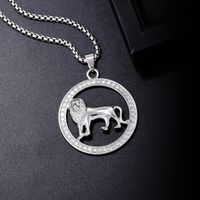 Hip Hop Style Simple Lion Acier Inoxydable Alliage Évider Incruster Strass Hommes Pendentif main image 1